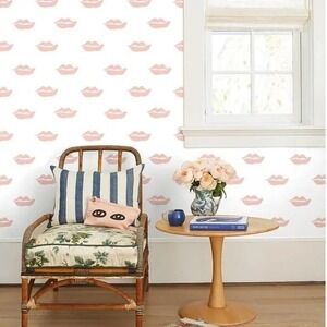 'Lips' Wallpaper by Clare V. - Pink